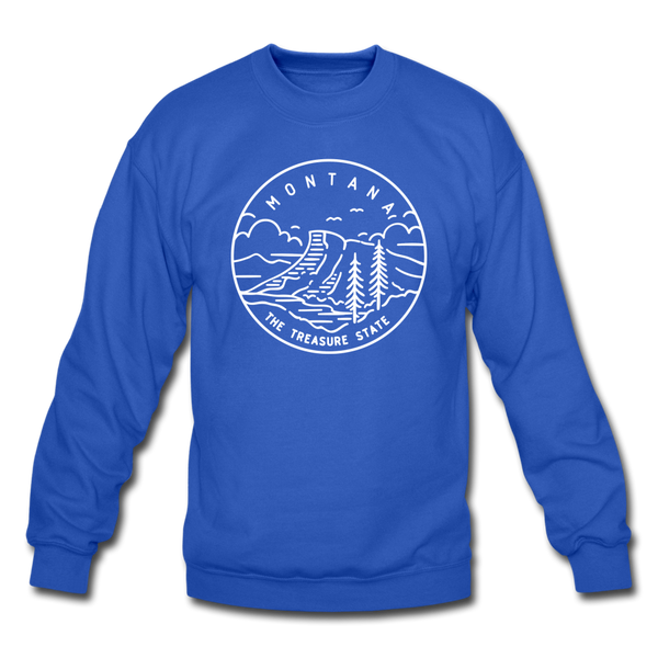 Montana Sweatshirt - State Design Montana Crewneck Sweatshirt - royal blue