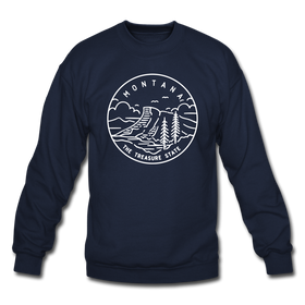 Montana Sweatshirt - State Design Montana Crewneck Sweatshirt - navy