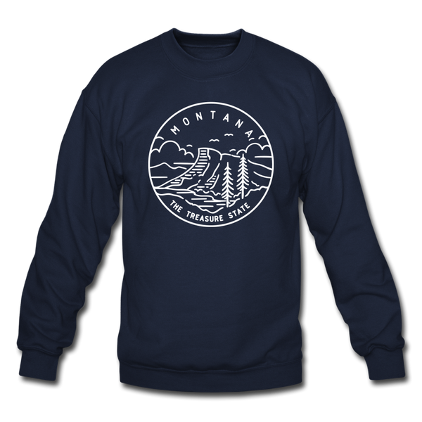 Montana Sweatshirt - State Design Montana Crewneck Sweatshirt - navy