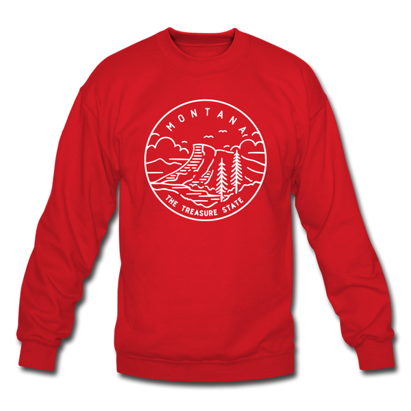 Montana Sweatshirt - State Design Montana Crewneck Sweatshirt - red