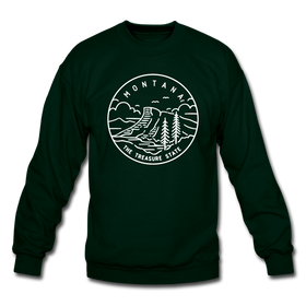 Montana Sweatshirt - State Design Montana Crewneck Sweatshirt - forest green