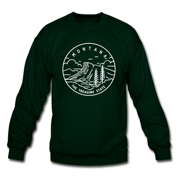 Montana Sweatshirt - State Design Montana Crewneck Sweatshirt - forest green