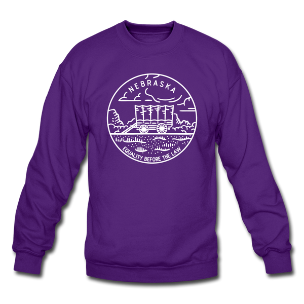 Nebraska Sweatshirt - State Design Nebraska Crewneck Sweatshirt - purple