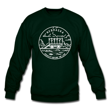 Nebraska Sweatshirt - State Design Nebraska Crewneck Sweatshirt - forest green