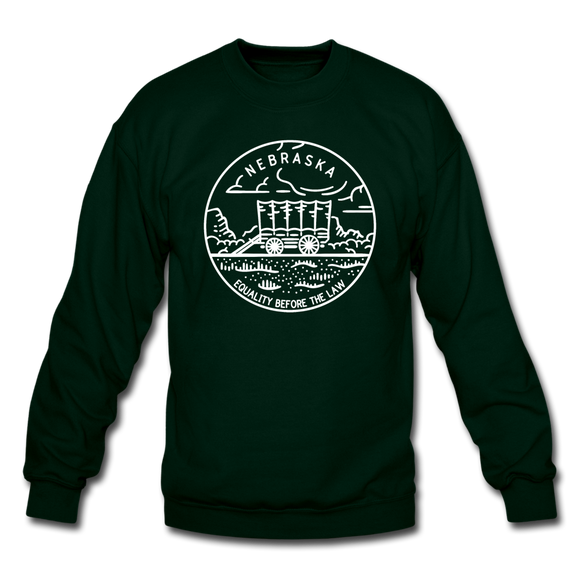 Nebraska Sweatshirt - State Design Nebraska Crewneck Sweatshirt - forest green