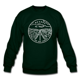 Nevada Sweatshirt - State Design Nevada Crewneck Sweatshirt - forest green