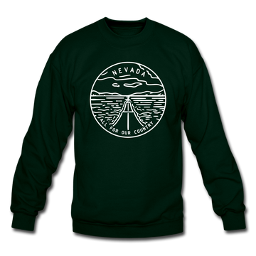 Nevada Sweatshirt - State Design Nevada Crewneck Sweatshirt - forest green