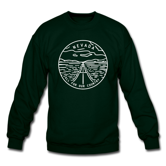 Nevada Sweatshirt - State Design Nevada Crewneck Sweatshirt - forest green