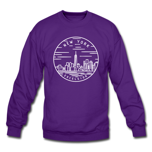 New York Sweatshirt - State Design New York Crewneck Sweatshirt - purple