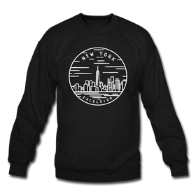 New York Sweatshirt - State Design New York Crewneck Sweatshirt - black