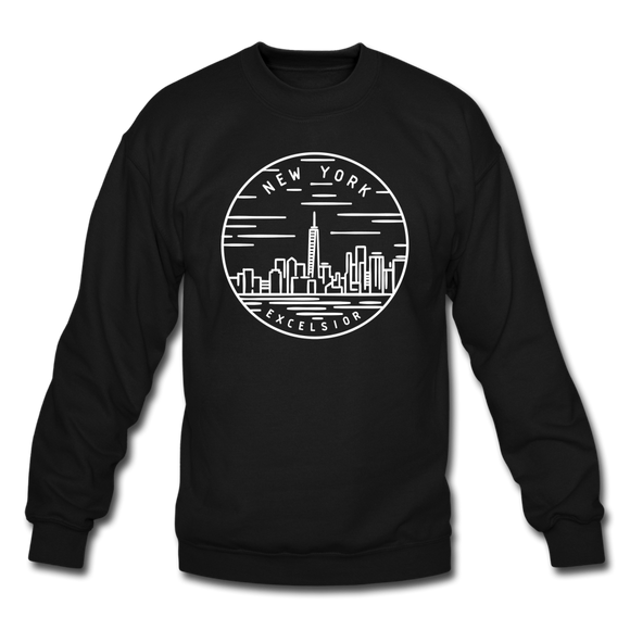New York Sweatshirt - State Design New York Crewneck Sweatshirt - black