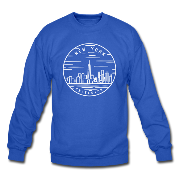 New York Sweatshirt - State Design New York Crewneck Sweatshirt - royal blue