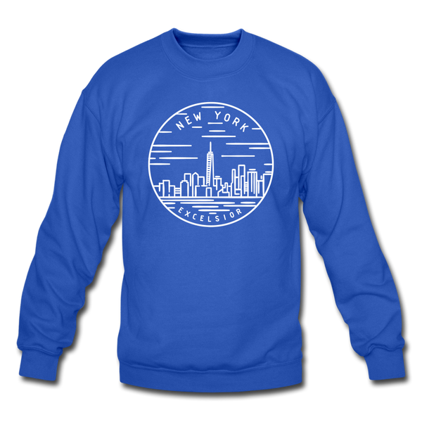 New York Sweatshirt - State Design New York Crewneck Sweatshirt - royal blue