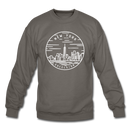 New York Sweatshirt - State Design New York Crewneck Sweatshirt - asphalt gray