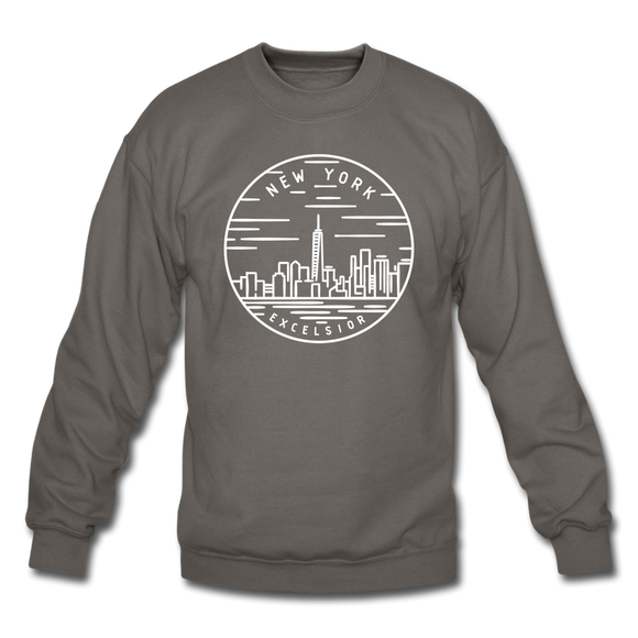 New York Sweatshirt - State Design New York Crewneck Sweatshirt - asphalt gray