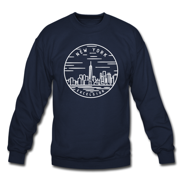 New York Sweatshirt - State Design New York Crewneck Sweatshirt - navy