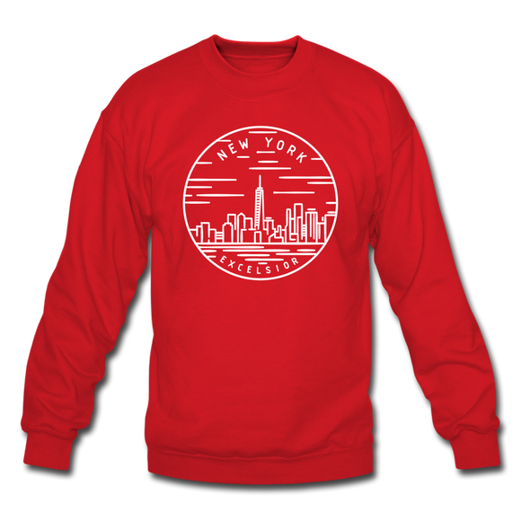 New York Sweatshirt - State Design New York Crewneck Sweatshirt - red