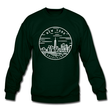 New York Sweatshirt - State Design New York Crewneck Sweatshirt - forest green