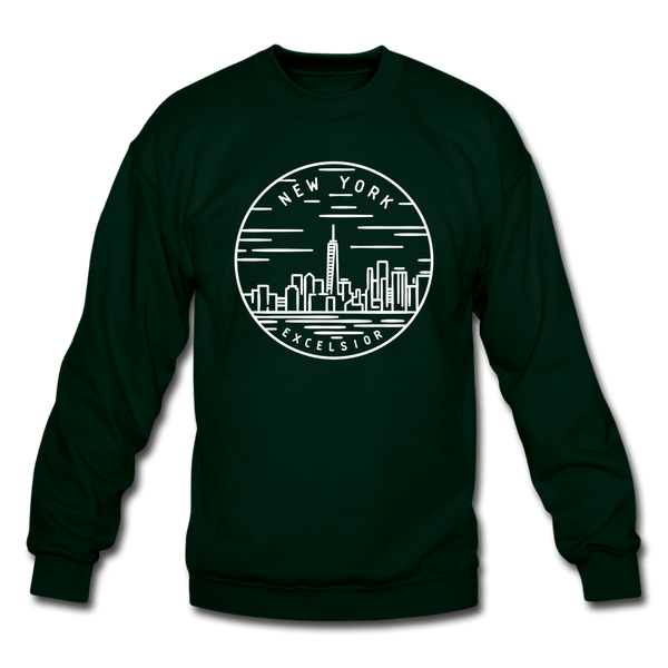 New York Sweatshirt - State Design New York Crewneck Sweatshirt - forest green