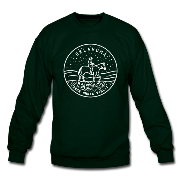 Oklahoma Sweatshirt - State Design Oklahoma Crewneck Sweatshirt - forest green