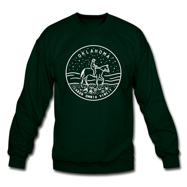 Oklahoma Sweatshirt - State Design Oklahoma Crewneck Sweatshirt - forest green