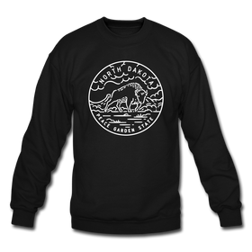 North Dakota Sweatshirt - State Design North Dakota Crewneck Sweatshirt - black