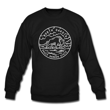 North Dakota Sweatshirt - State Design North Dakota Crewneck Sweatshirt - black