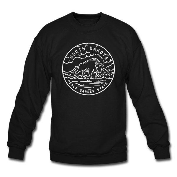 North Dakota Sweatshirt - State Design North Dakota Crewneck Sweatshirt - black