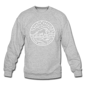 North Dakota Sweatshirt - State Design North Dakota Crewneck Sweatshirt - heather gray