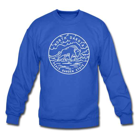 North Dakota Sweatshirt - State Design North Dakota Crewneck Sweatshirt - royal blue