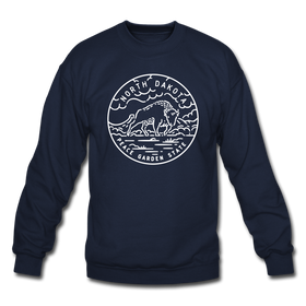 North Dakota Sweatshirt - State Design North Dakota Crewneck Sweatshirt - navy