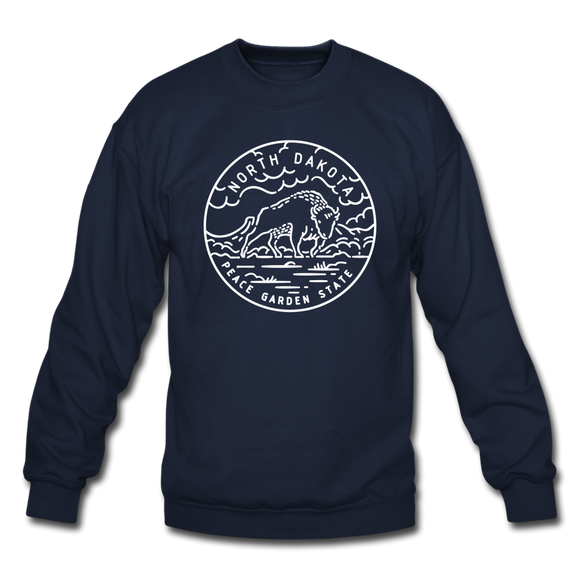 North Dakota Sweatshirt - State Design North Dakota Crewneck Sweatshirt - navy