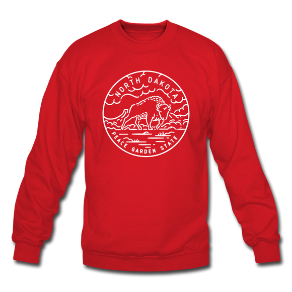 North Dakota Sweatshirt - State Design North Dakota Crewneck Sweatshirt - red