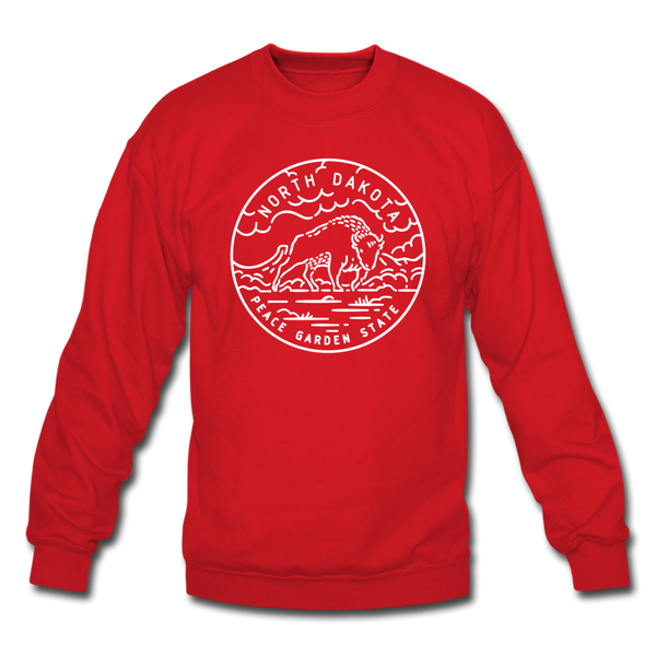 North Dakota Sweatshirt - State Design North Dakota Crewneck Sweatshirt - red