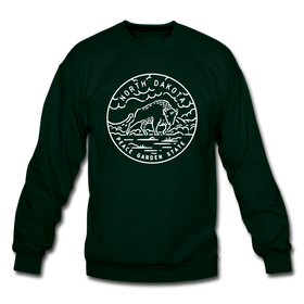 North Dakota Sweatshirt - State Design North Dakota Crewneck Sweatshirt - forest green
