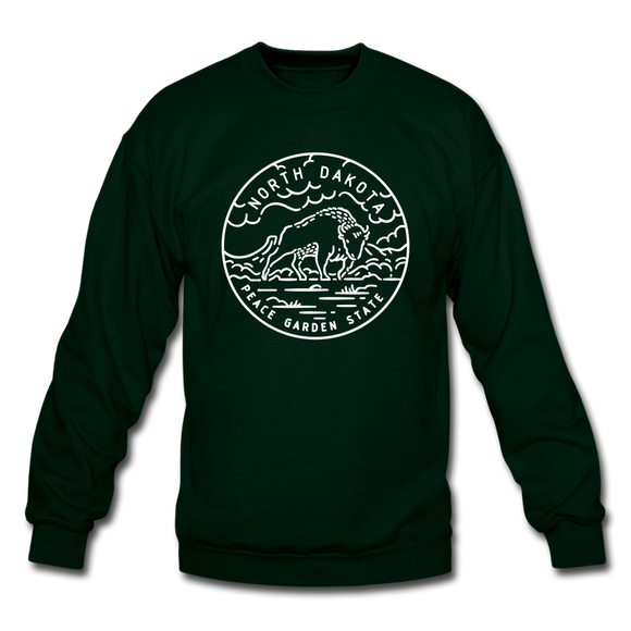 North Dakota Sweatshirt - State Design North Dakota Crewneck Sweatshirt - forest green