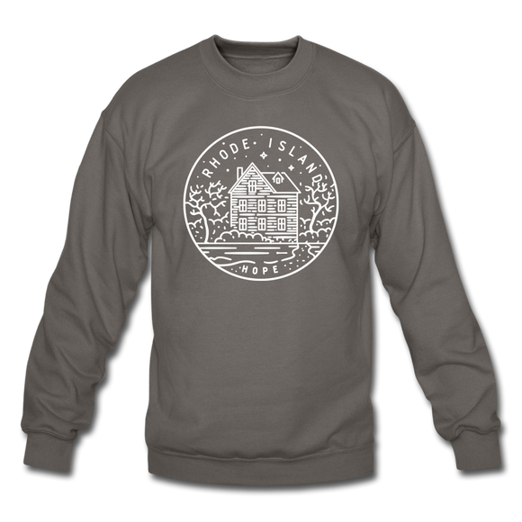 Rhode Island Sweatshirt - State Design Rhode Island Crewneck Sweatshirt - asphalt gray