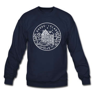 Rhode Island Sweatshirt - State Design Rhode Island Crewneck Sweatshirt - navy