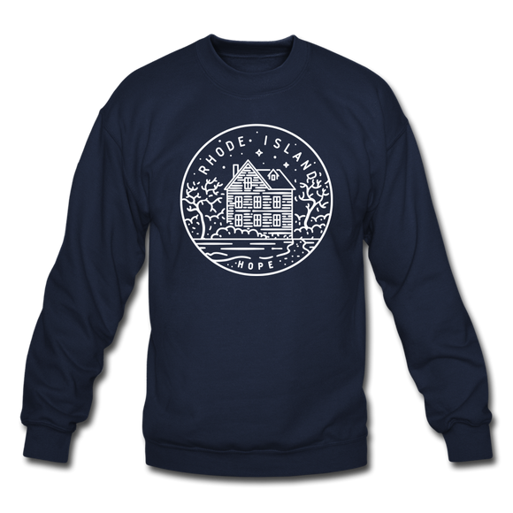 Rhode Island Sweatshirt - State Design Rhode Island Crewneck Sweatshirt - navy