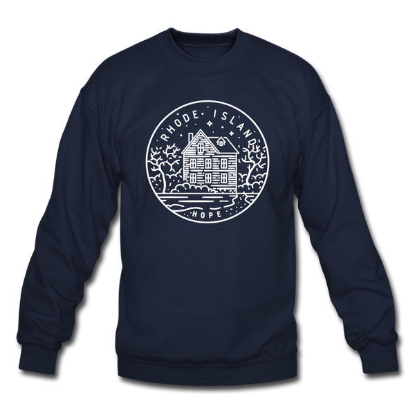 Rhode Island Sweatshirt - State Design Rhode Island Crewneck Sweatshirt - navy