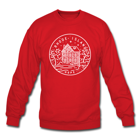 Rhode Island Sweatshirt - State Design Rhode Island Crewneck Sweatshirt - red