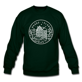 Rhode Island Sweatshirt - State Design Rhode Island Crewneck Sweatshirt - forest green