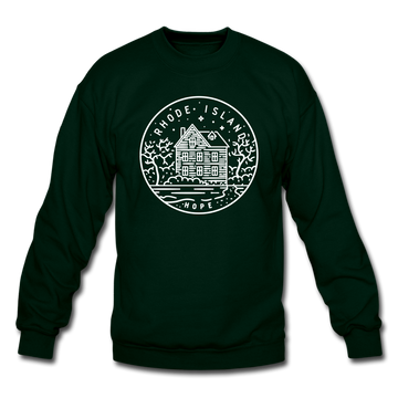 Rhode Island Sweatshirt - State Design Rhode Island Crewneck Sweatshirt - forest green