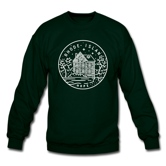 Rhode Island Sweatshirt - State Design Rhode Island Crewneck Sweatshirt - forest green