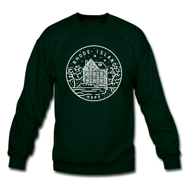 Rhode Island Sweatshirt - State Design Rhode Island Crewneck Sweatshirt - forest green