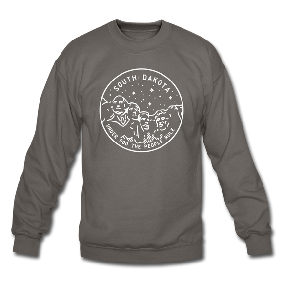 South Dakota Sweatshirt - State Design South Dakota Crewneck Sweatshirt - asphalt gray