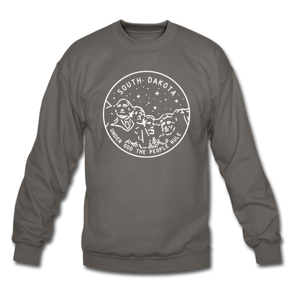 South Dakota Sweatshirt - State Design South Dakota Crewneck Sweatshirt - asphalt gray