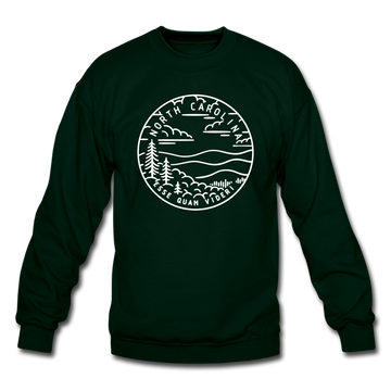 North Carolina Sweatshirt - State Design North Carolina Crewneck Sweatshirt - forest green