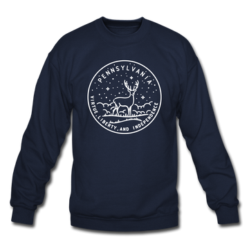 Pennsylvania Sweatshirt - State Design Pennsylvania Crewneck Sweatshirt - navy