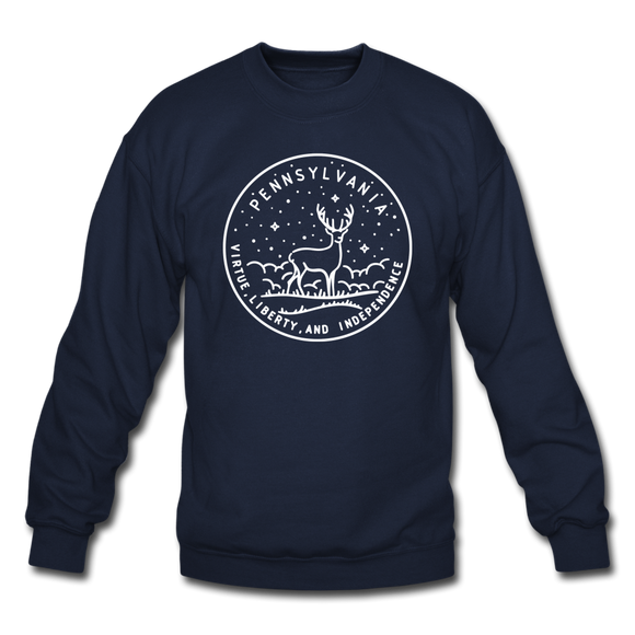 Pennsylvania Sweatshirt - State Design Pennsylvania Crewneck Sweatshirt - navy
